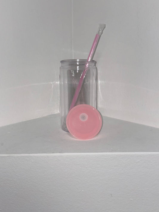 16 oz Snow Globe Tumbler with Color Lid and Straw