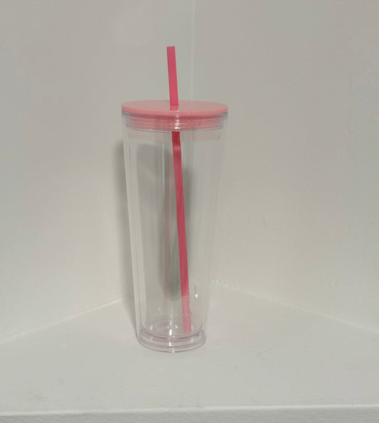 24 oz Snow Globe with Color Lid and Straw