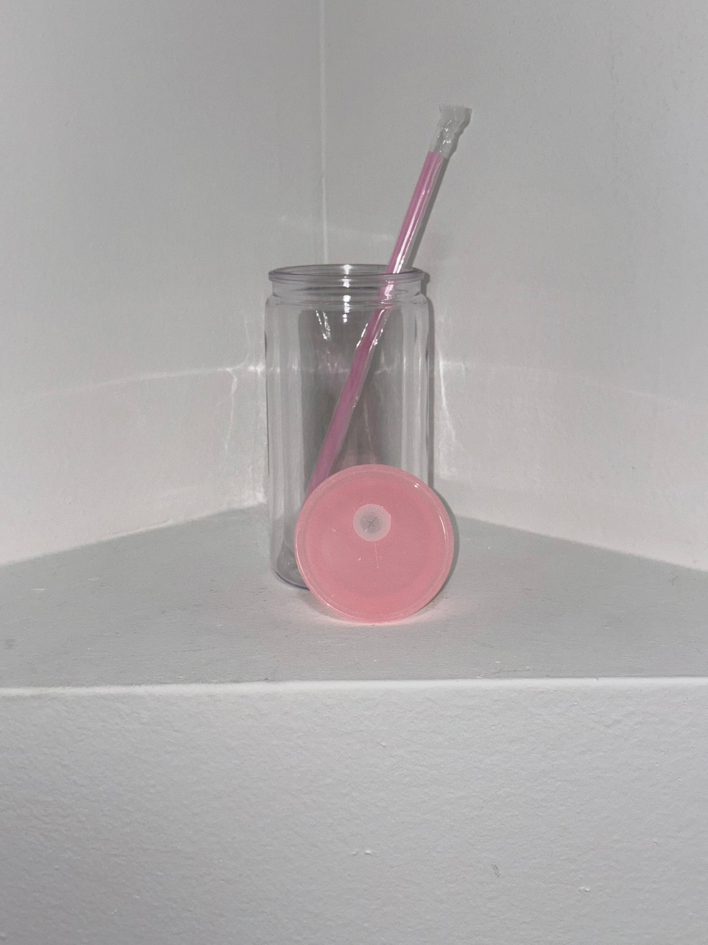 16 oz Snow Globe Tumbler with Color Lid and Straw