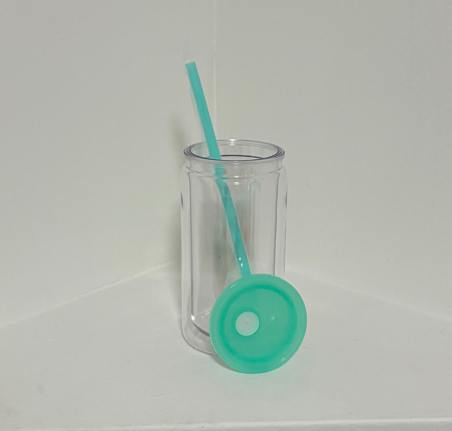 16 oz Snow Globe Tumbler with Color Lid and Straw
